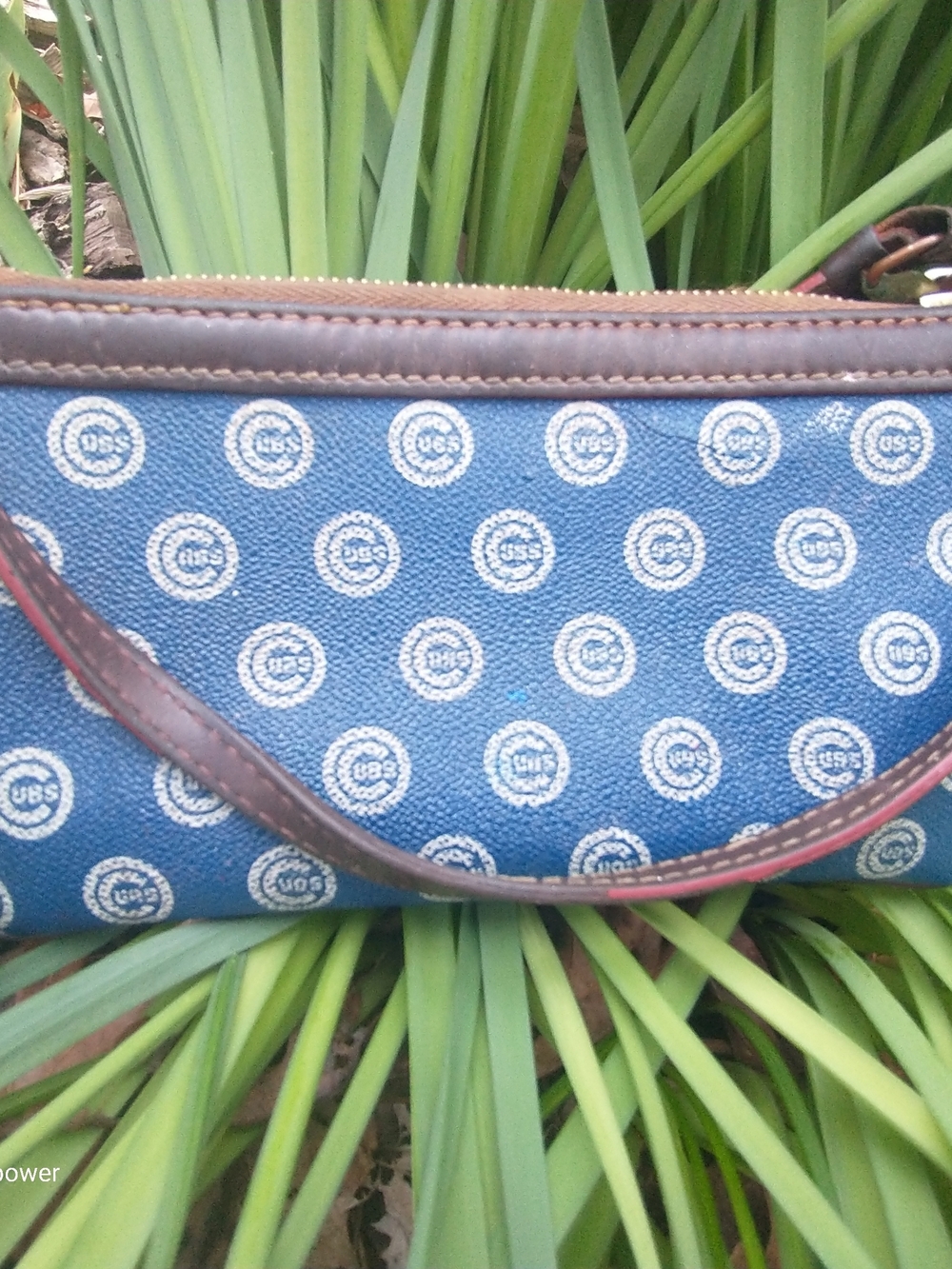 Dooney & Bourke Blue Signature Wristlet with Brown Trim - Picture 4 of 4